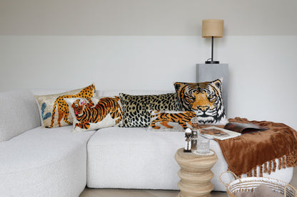 Fluwelen Ikat Mini Tijger Kussenhoes