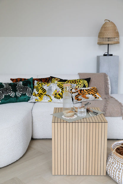Tweeling Tijgers Fluwelen Ikat Kussenhoes