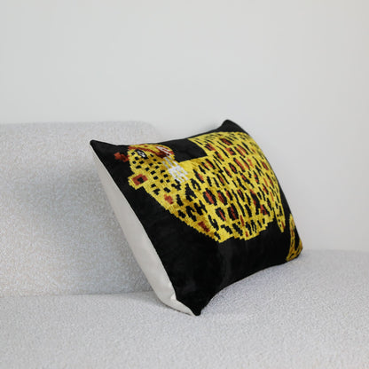Velvet Ikat Black Leopard