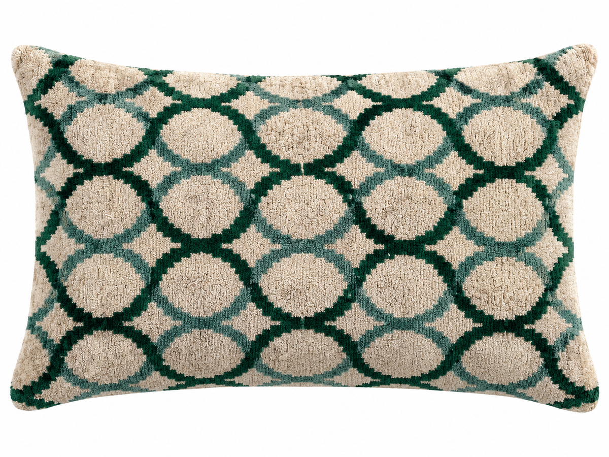 Terracotta stippen fluwelen ikat kussensloop