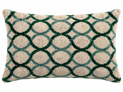 Terracotta stippen fluwelen ikat kussensloop