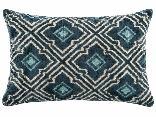 Indigo Velvet Ikat Pillow Cover