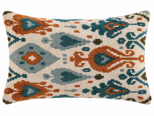 Terracotta stippen fluwelen ikat kussensloop