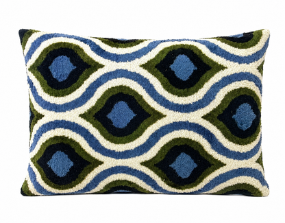 Terracotta stippen fluwelen ikat kussensloop