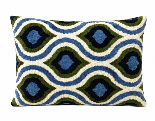 Terracotta stippen fluwelen ikat kussensloop
